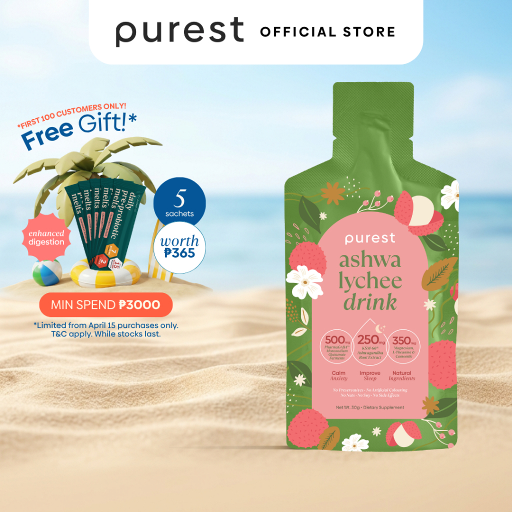 Purest Co Ashwa Lychee Drink (Natural Anxiety & Sleep Aid) | Shopee ...