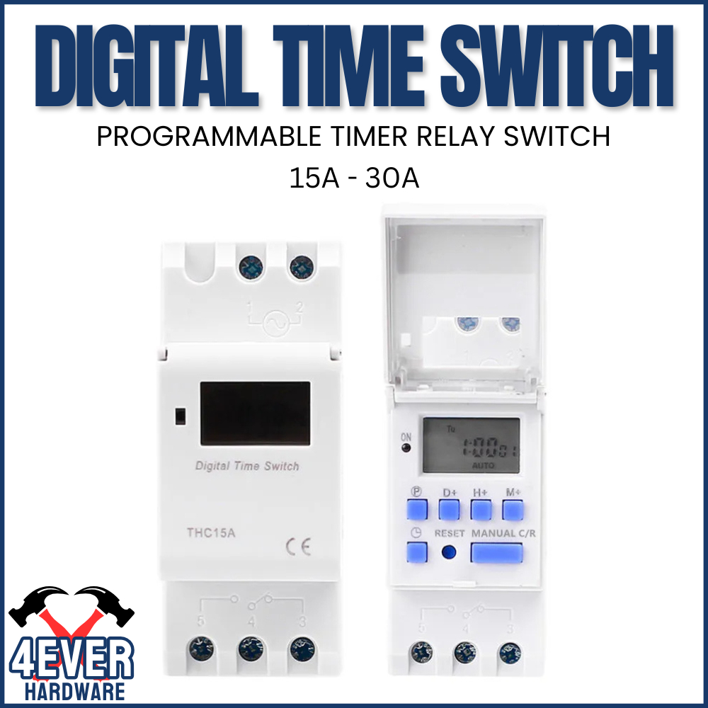 220VAC 15A Din Rail Digital Programmable Timer Switch Relay Timer ...