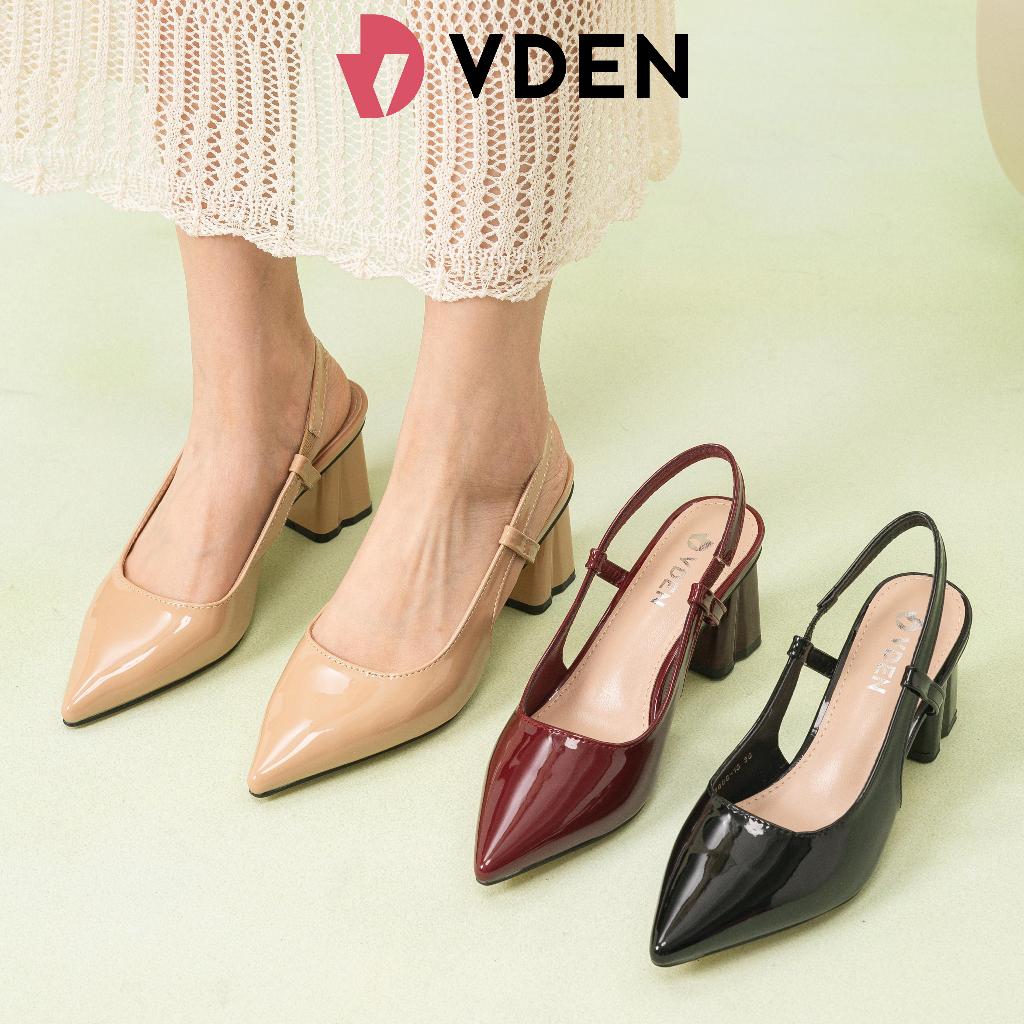 VDEN B668-15 Women's Patent Leather Pointed Toe Single Strap Chunky ...