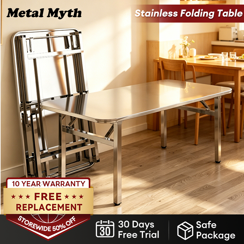 Stainless Table Dining Table 304 Metal Console Table Steel Foldable ...