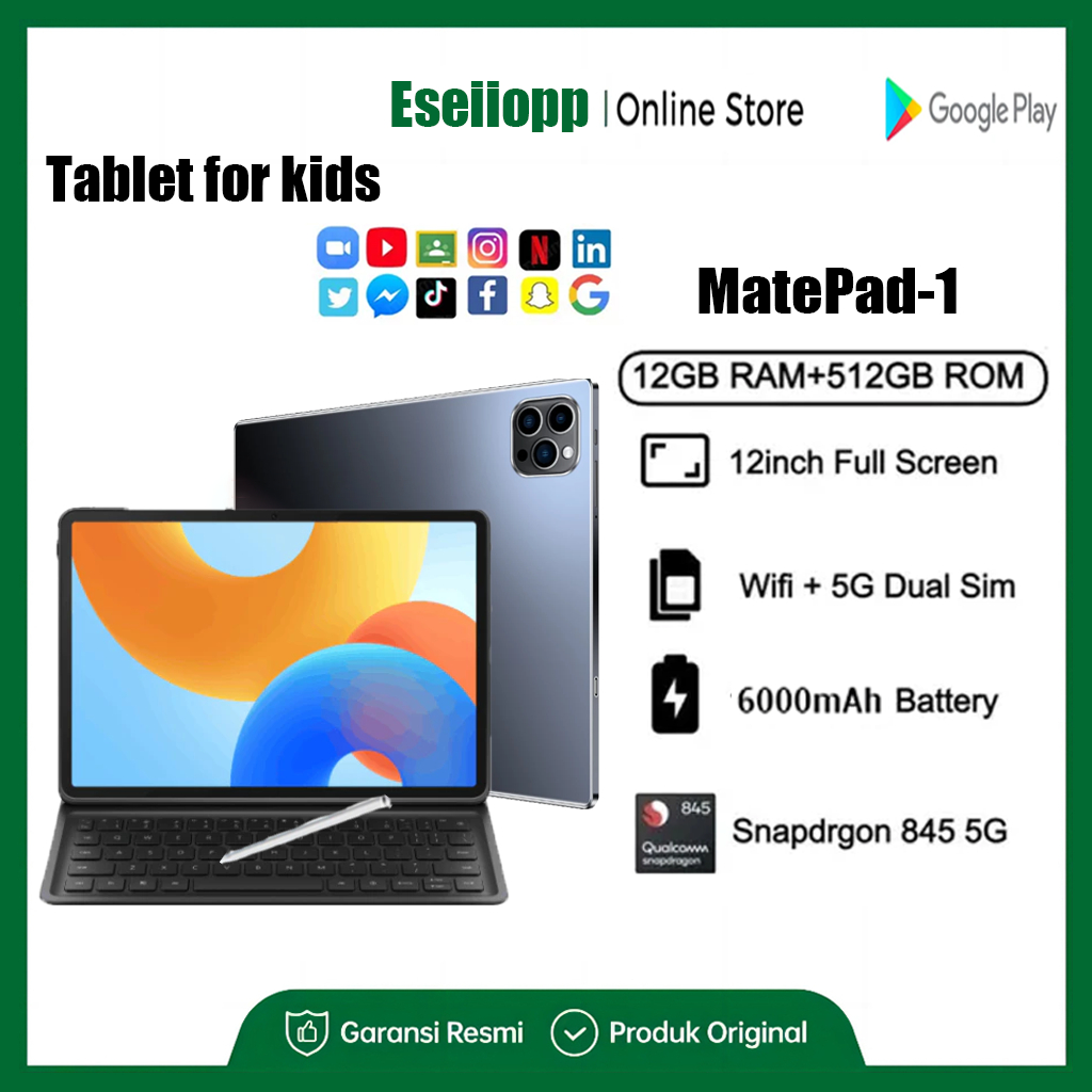 Eseiiopp Tablet Android 12-inch MatePad-1 12GB+512GB MatePad Tablet for ...