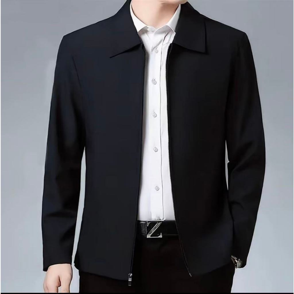 Bomber Jacket for Men with Zipper and Pockets Polo Neck Windbreaker ...
