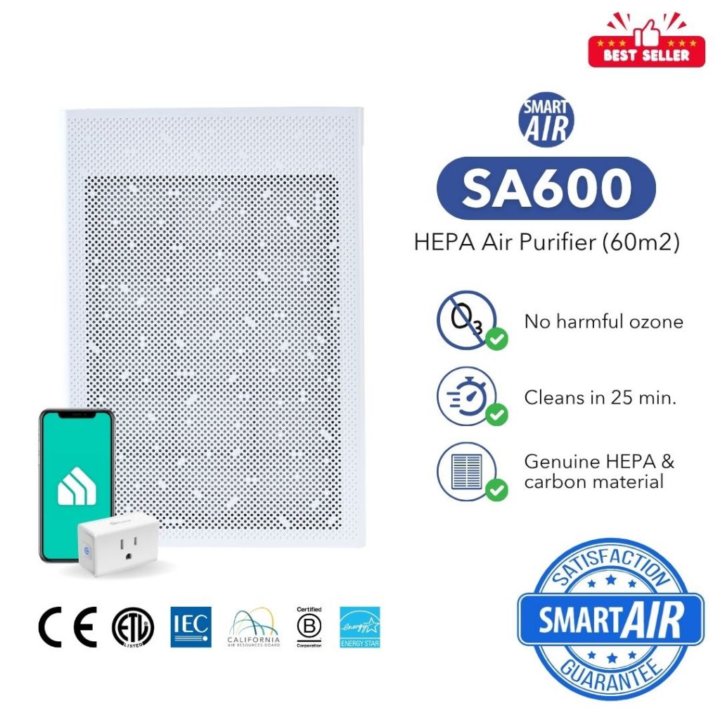 SMART AIR SA600 Air Purifier 45-60m² (with H13 HEPA, Activated Carbon ...