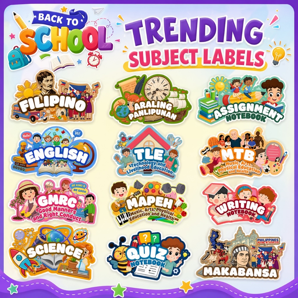 PER PIECE Subject Sticker Label for Notebooks | Back to School | Shopee ...