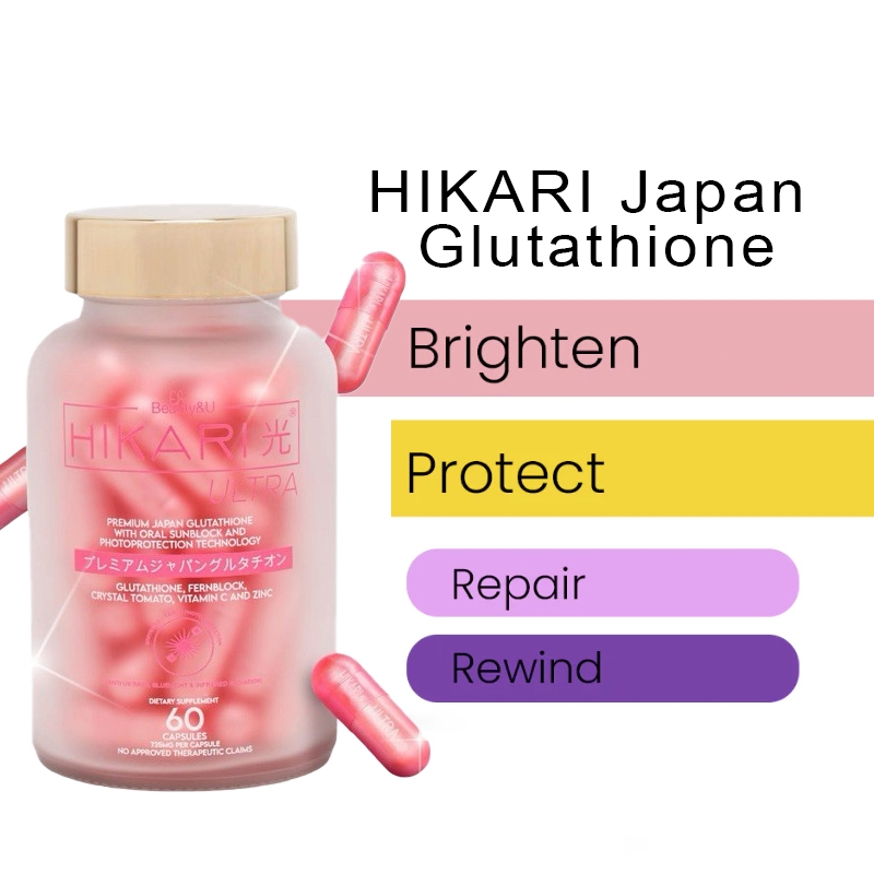 japanese l glutathione Glutathione Capsule with Collagen HIKARI SKIN Ultra White anti-aging and  antioxidant support 60 caps