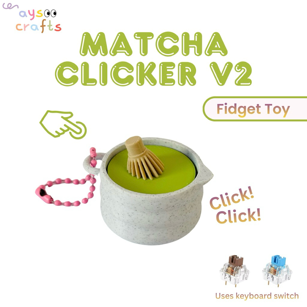 Matcha Clicker V2 | 3D Printed Fidget Clicker | Cute Desk Toy | Stress ...