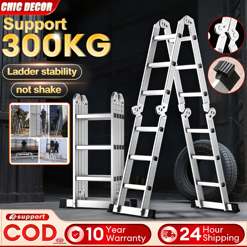 Ladder Foldable Aluminum 12/16/20FT Heavy Duty Ladder Foldable ...