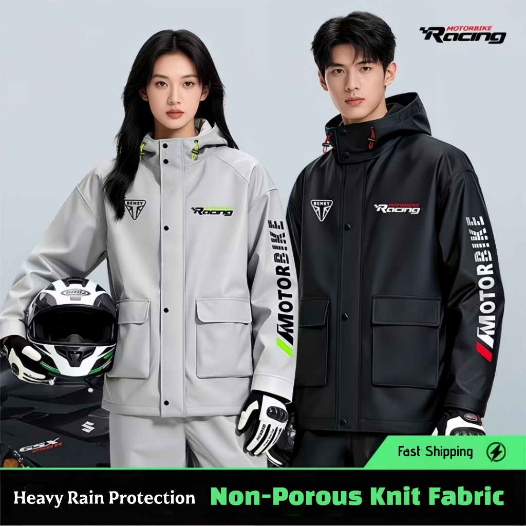 Men's Split Raincoat Suit, Motorcycle Riding Raincoat & Pants Set, Full ...