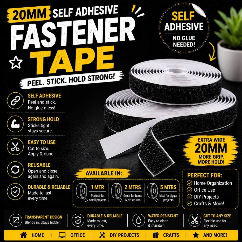 Ny Gel Self Adhesive Fastener Tape Loop and Hook Strong Adhesive ...