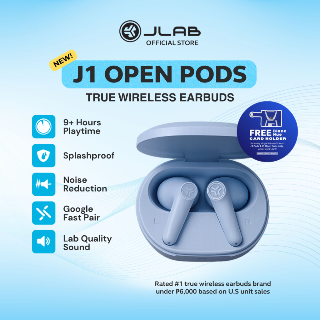 JLab J1 Open Pods True Wireless Earbuds with 35+ hours of Bluetooth ...