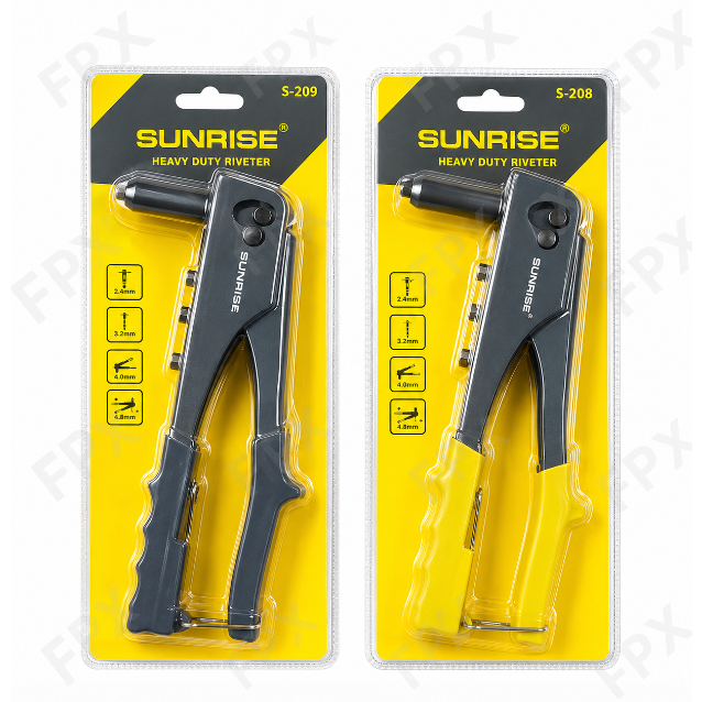 SUNRISE Heavy-duty RIVETER with 4 Nose & wrench- Size (3/32, 1/8, 5/32 ...