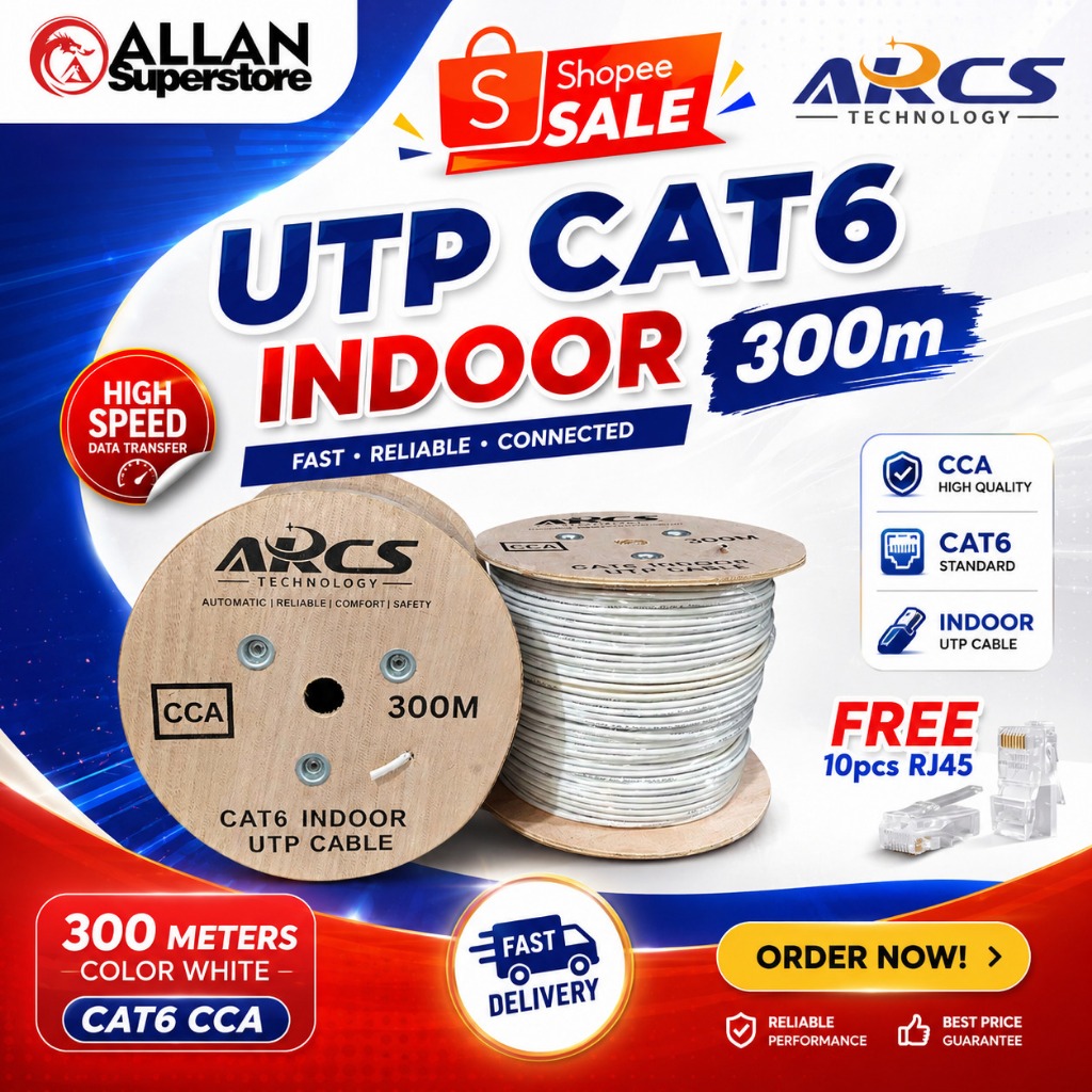 ARCS Cat6 Ethernet Cable Indoor White LAN Cable, High-Speed Internet ...