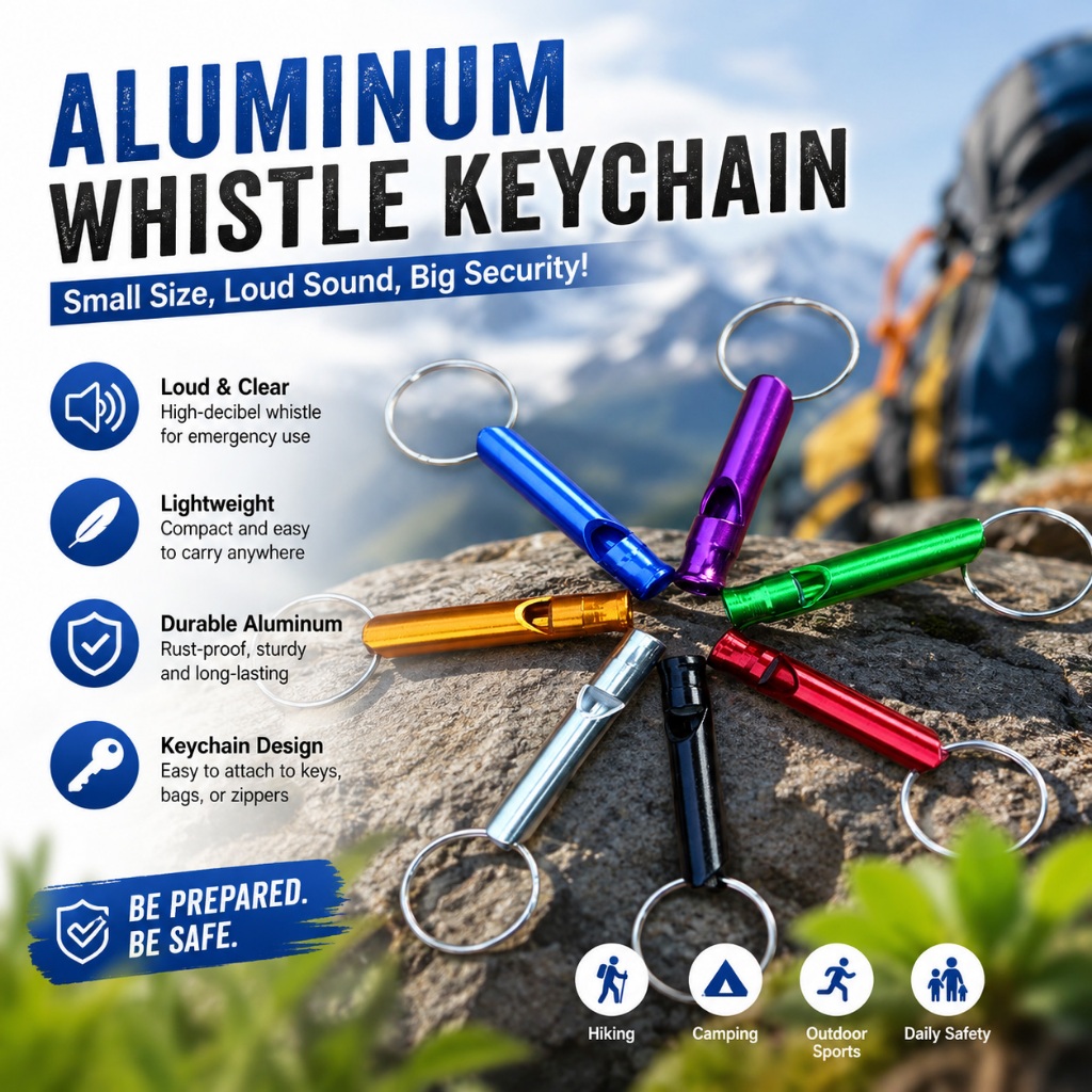 COD NHS 1PC Aluminum Metal Whistle Tube Keychain Emergency Survival ...