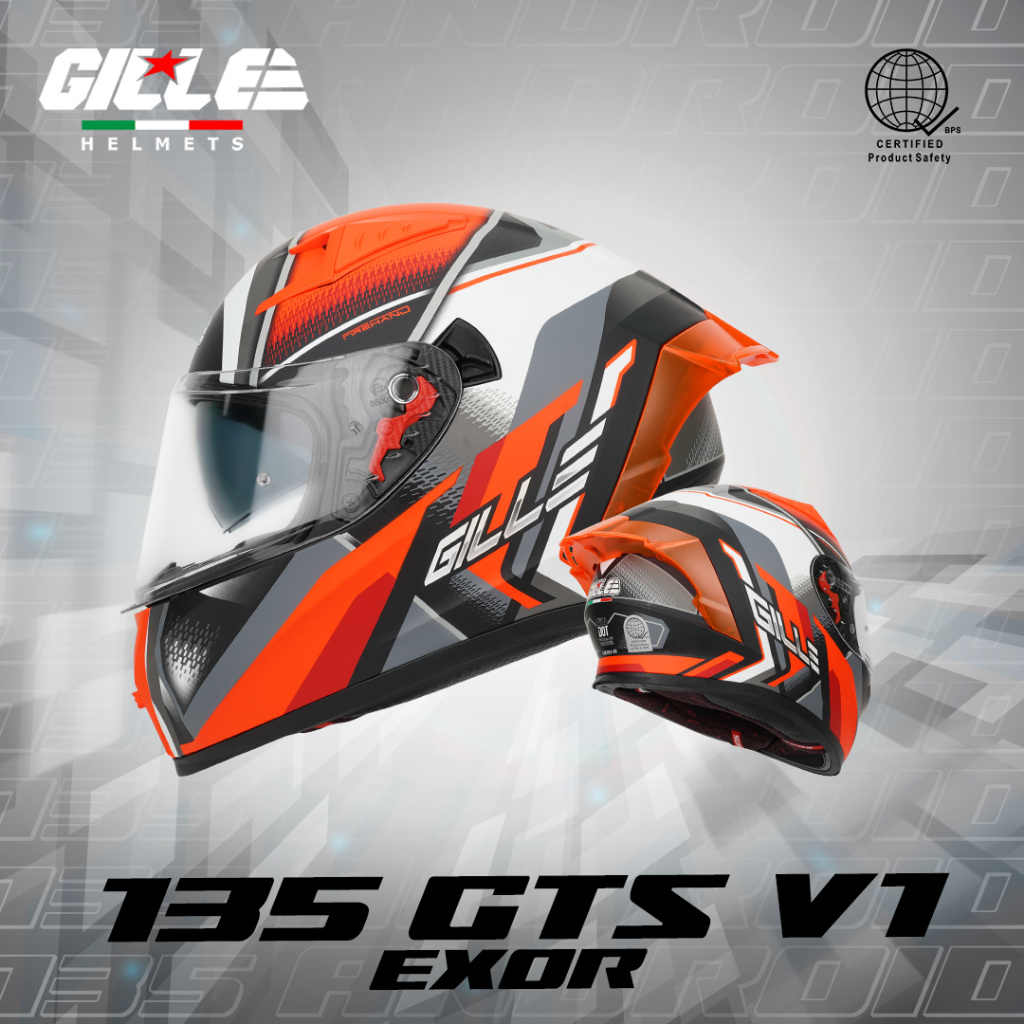 Gille Helmet 135 GTS V1 EXOR Motorcycle Helmet Full Face Dual Visor ...