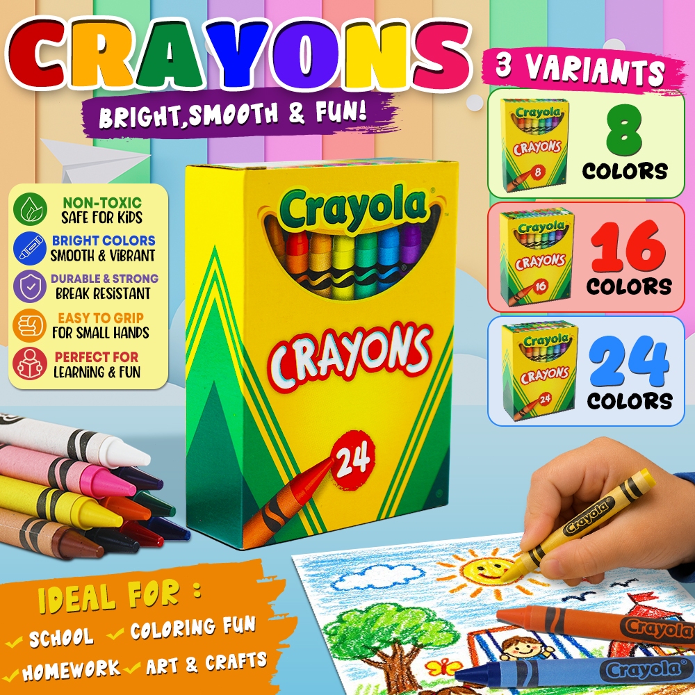 CRAYOLA Crayons With Set 8/16/24 Colors Non-toxic Vibrants Colors ...