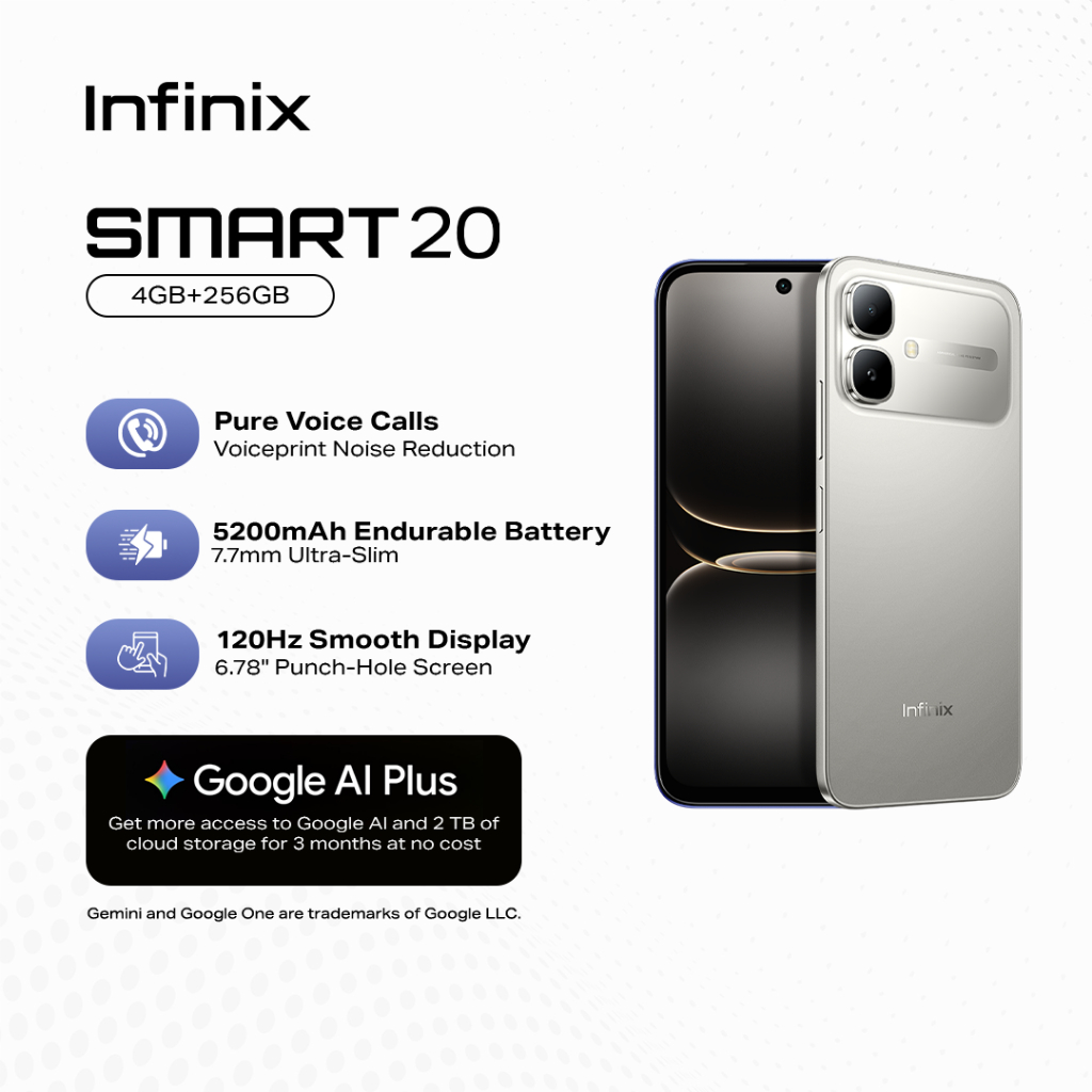 Infinix Smart 20, (up to 8GB [4GB + 256GB] MTK Helio G81 6.78