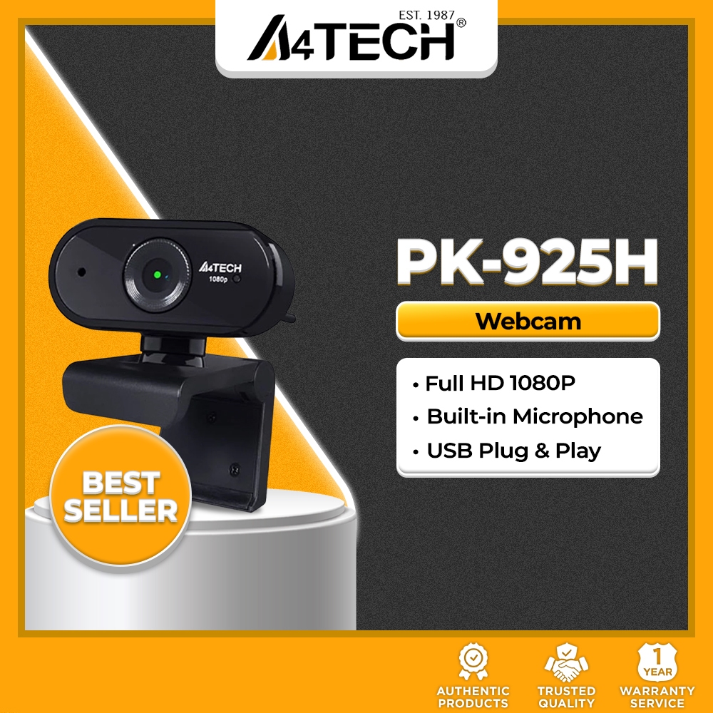 A4Tech PK-925H Full HD 1080p Fixed Focus Webcam, Streaming Camera for ...