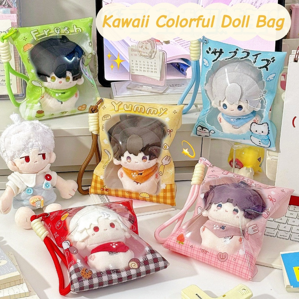 Kawaii Mini 13cm Doll Bag Plastic Protective Case Plush Doll Pouch ...
