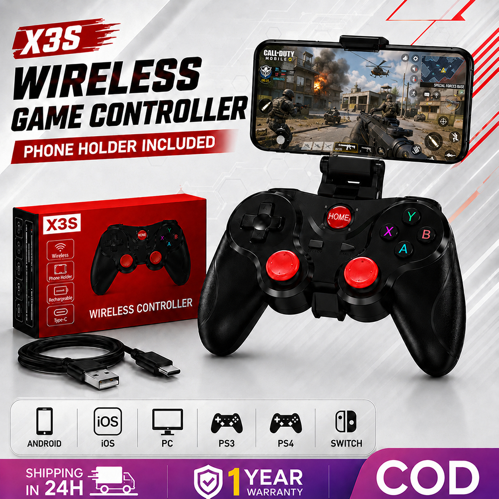 Wireless Game Controller with Phone Holder Type-C Compatible with ...