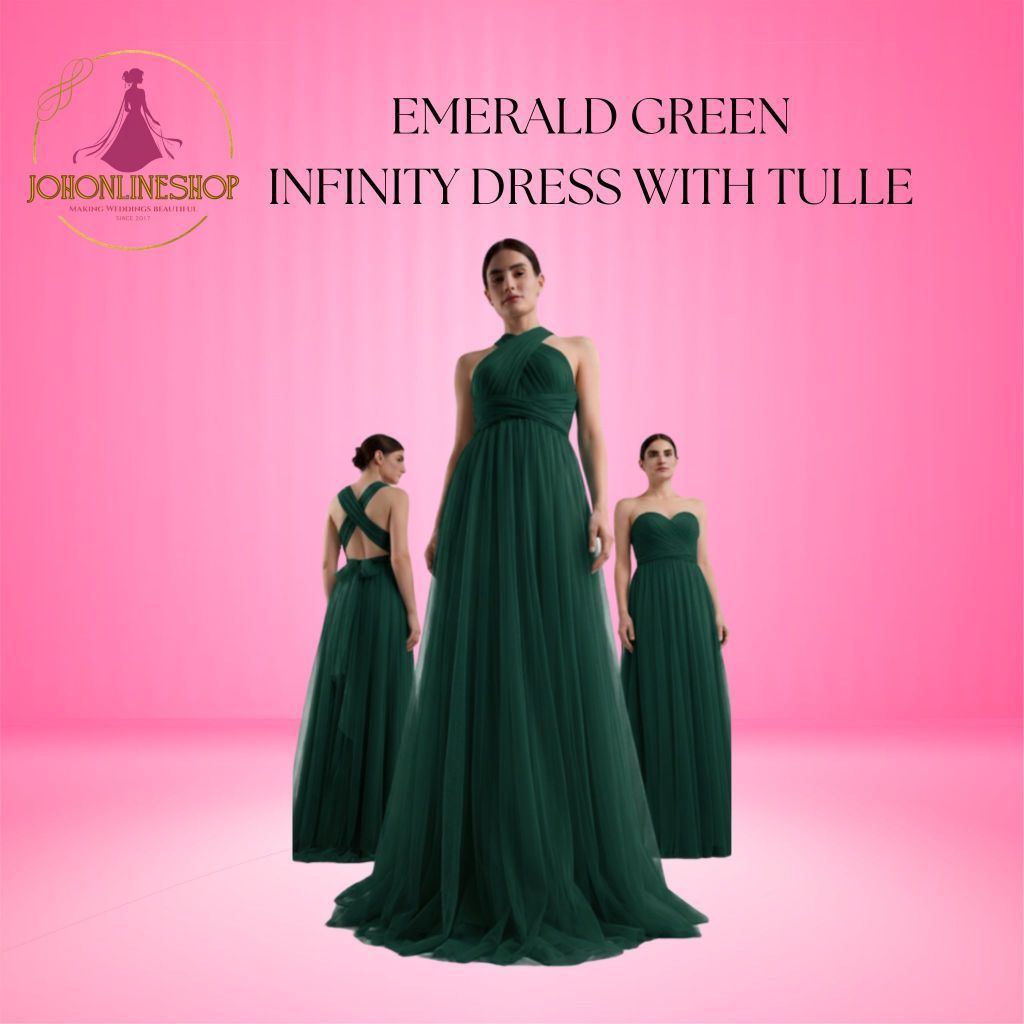 infinity dress emerald green with Tulle Tube Size:S (32–34) LIVE 04/15/24 LW Amarra 88320 Size 6 with a bit of