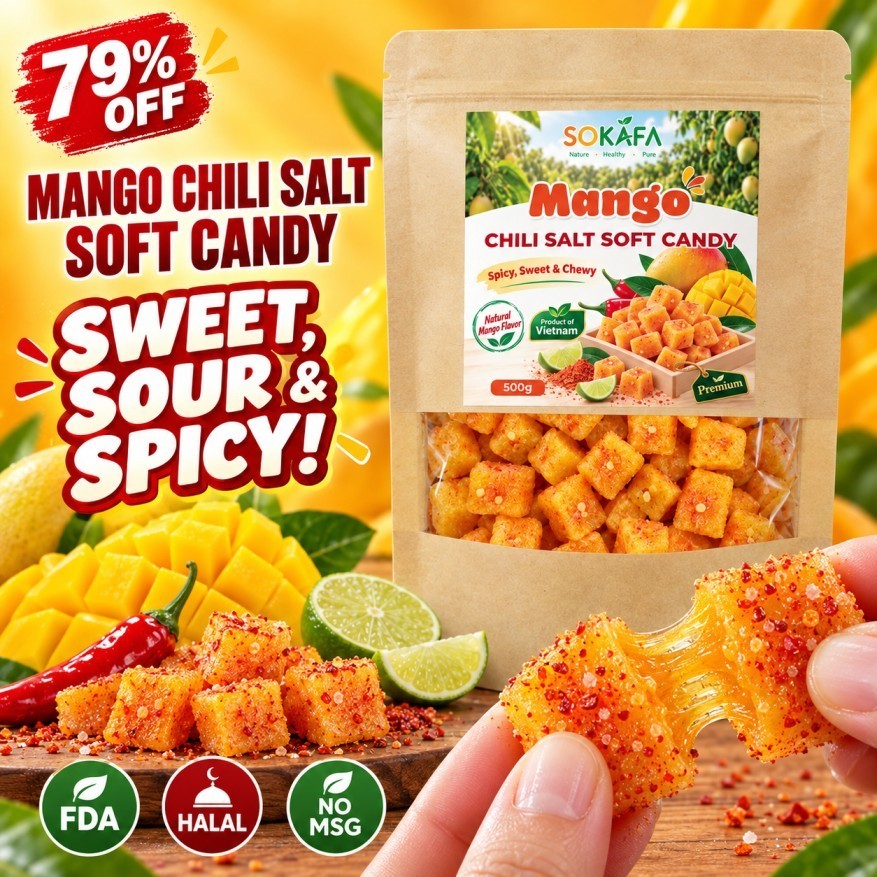 Mango Pudding Chili Salt Soft Candy 100g/250g - Addictive Sweet, Sour ...