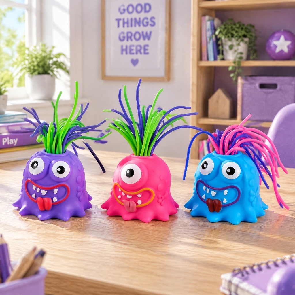 Hair Pull Screaming Monster Toy Light Up Sound Effect Fidget Toy Stress ...