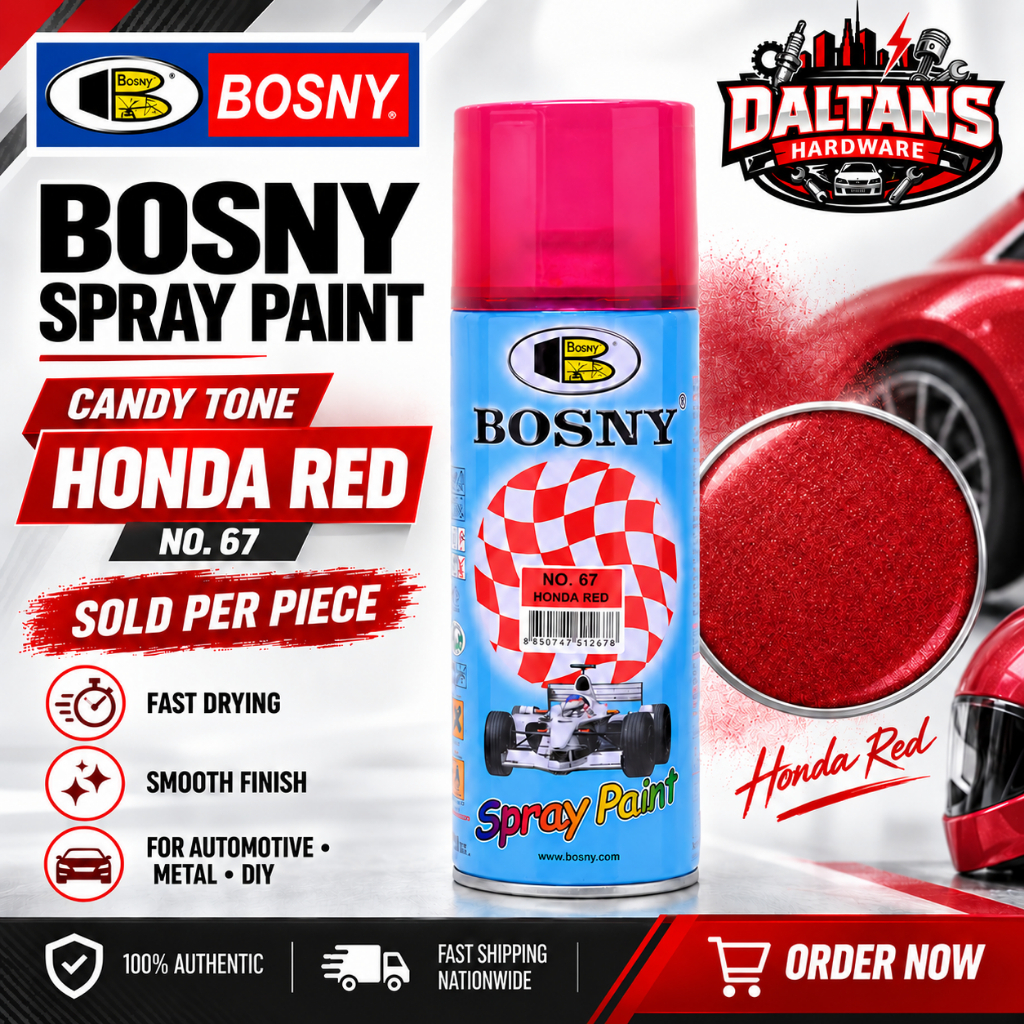 BOSNY SPRAY PAINT #67 HONDA RED ORIGINAL ACRYLIC SPRAY PAINT 400CC ...