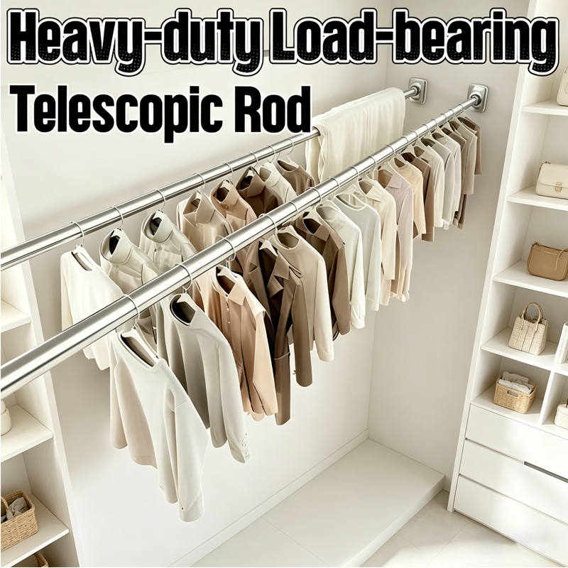 Extendable No Drilling Rod Adjustable Rack Pole Stainless SteeI Clothes ...