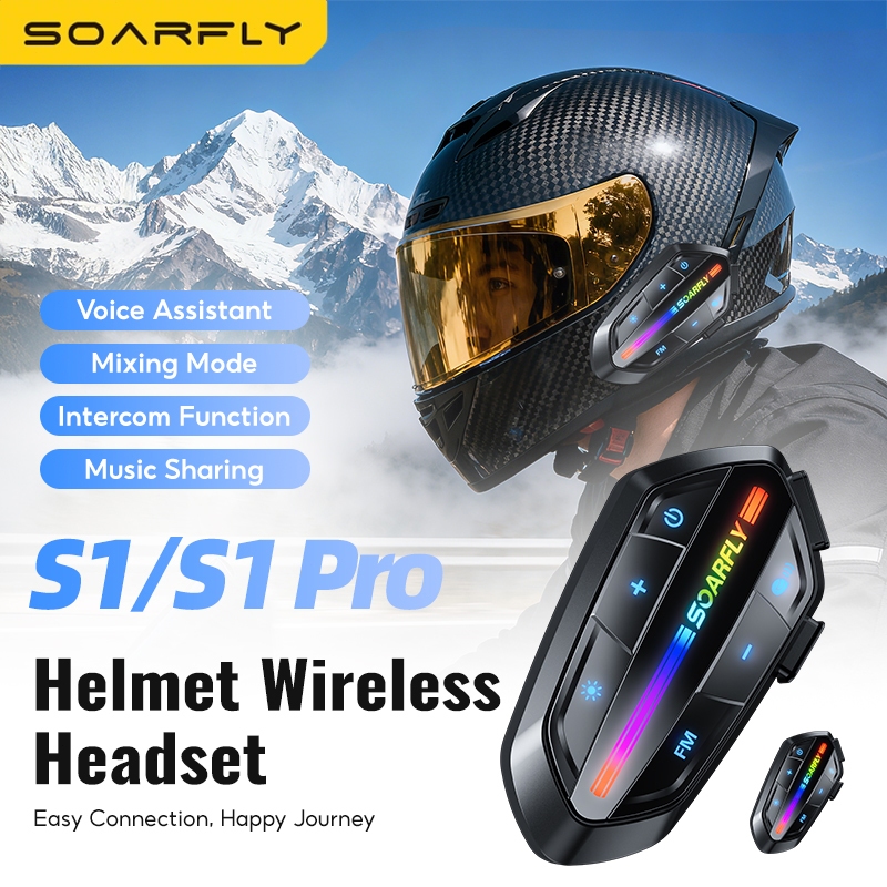 SOARFLY Motorcycle Headset Helmet Bluetooth Noise Reduction Long ...