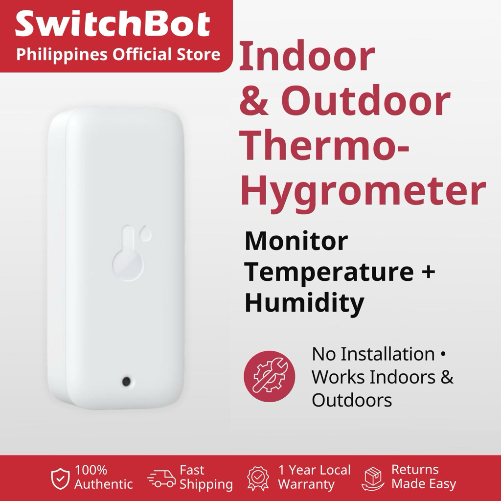 SwitchBot Thermometer Hygrometer Indoor Outdoor Bluetooth Temp Humidity ...