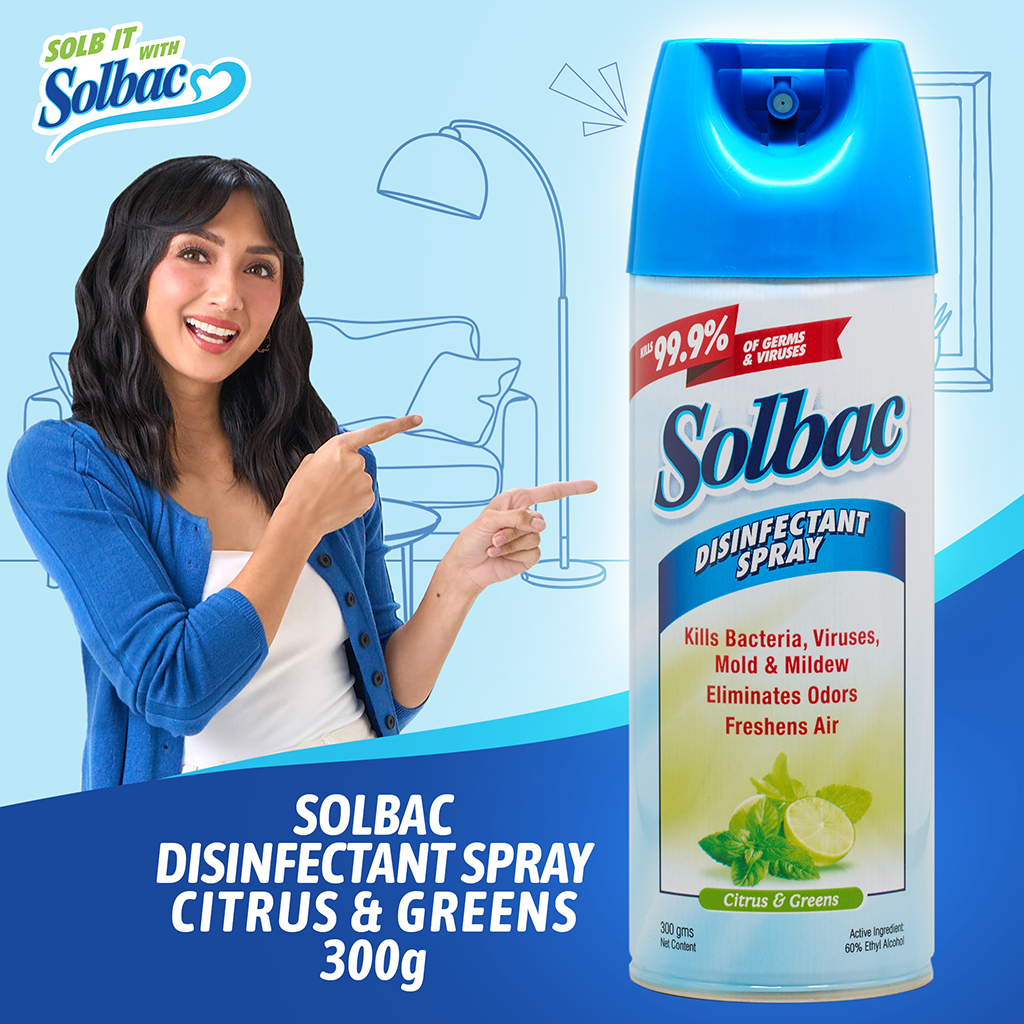 Solbac Disinfectant Spray Citrus & Greens 300g | Shopee Philippines
