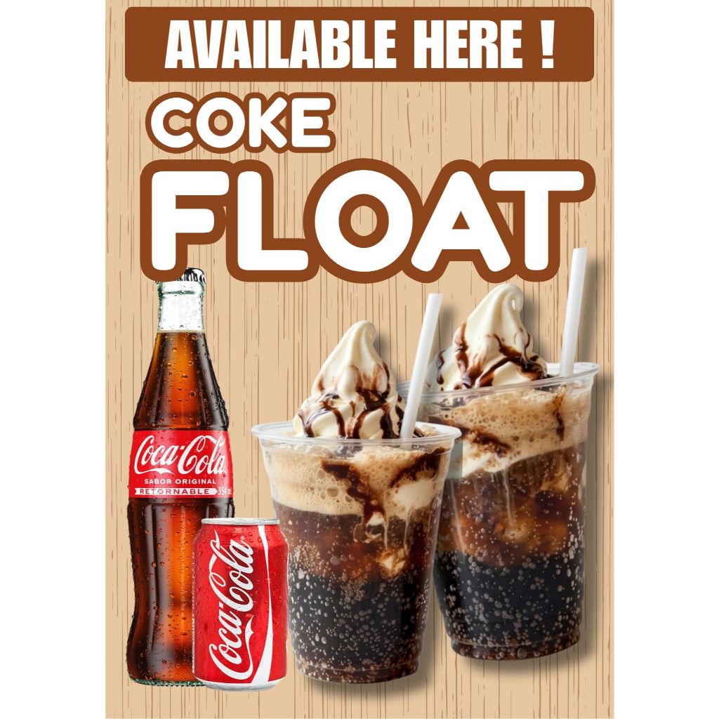 laminated signages coke float/choco float/fruit soda/halo halo/snowball ...