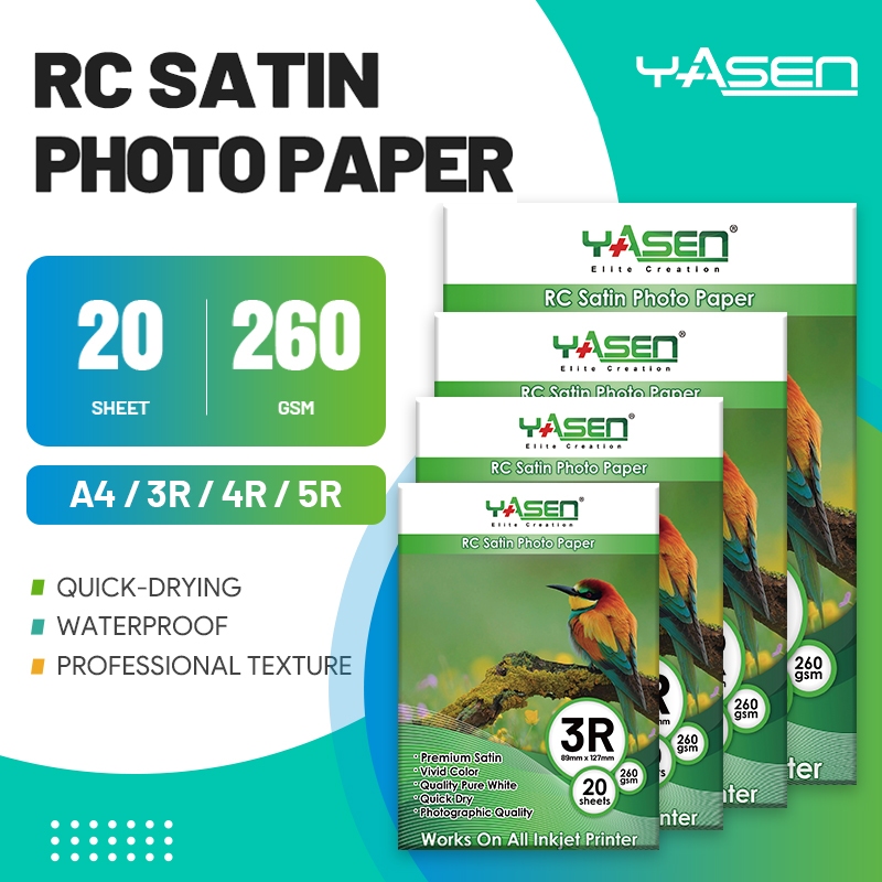 Yasen RC Satin Photo Paper Waterproof Instant Dry Inkjet Photo Paper ...