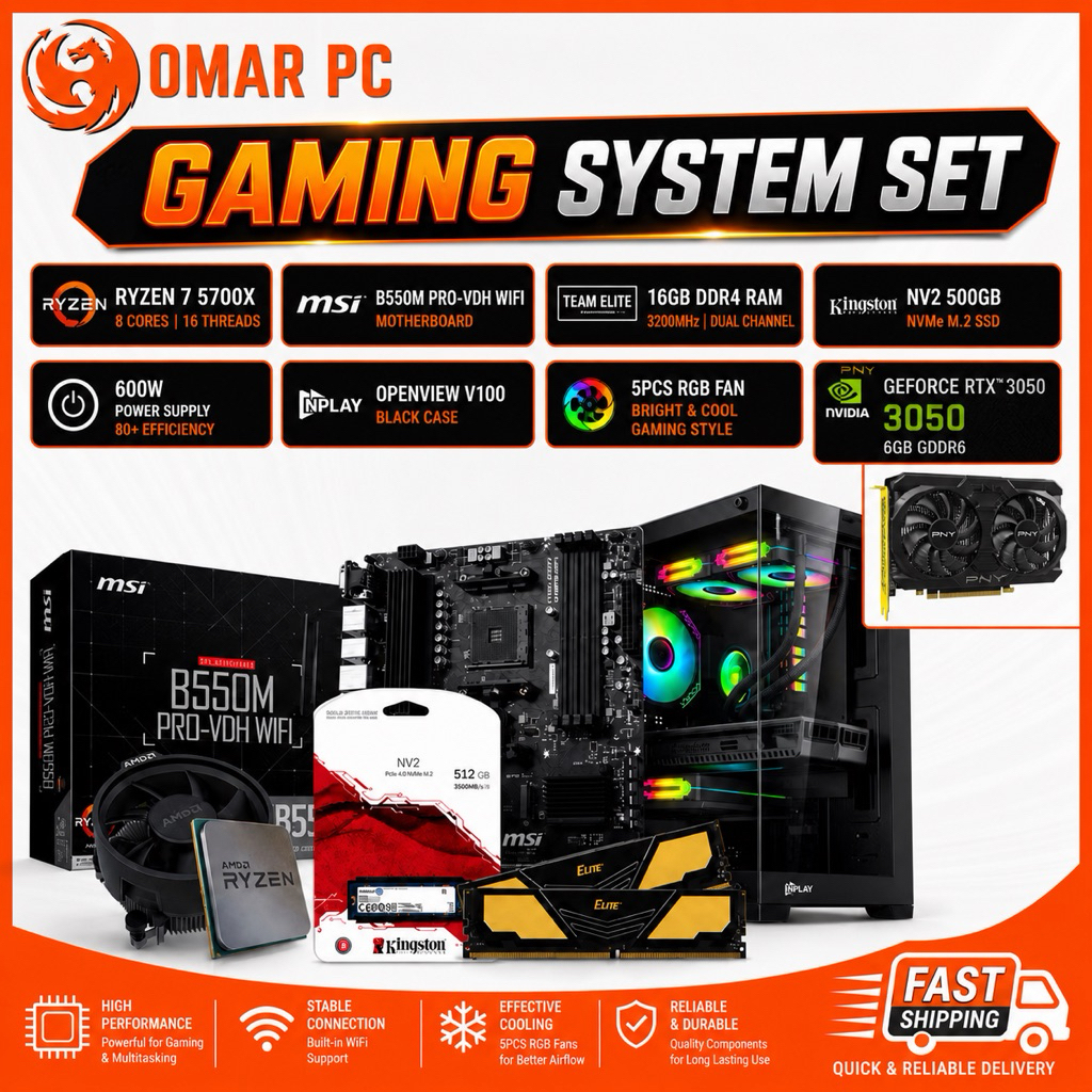 GAMING SYSTEM UNIT RYZEN 7 5700X | MSI B550M PRO VDH WIFI | 16GB