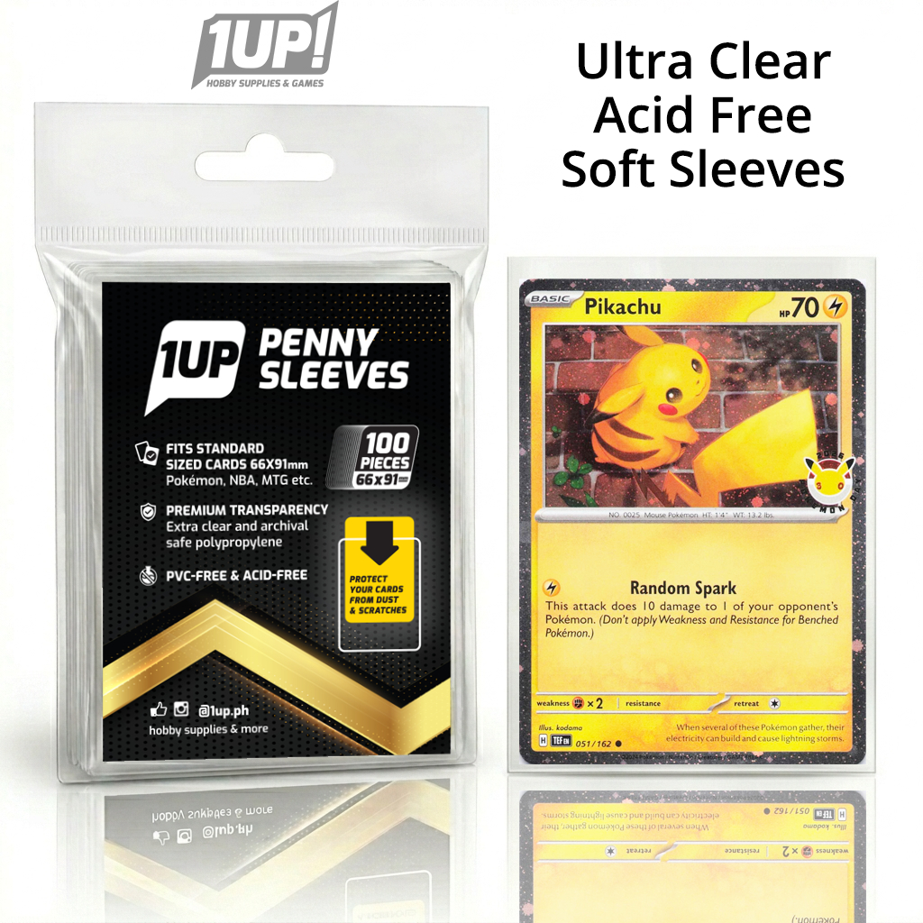 pokemon card penny sleeves Set of 5 X 100 Soft / Sleeves for Pokemon, Magic, and Standard-Sized Sports and Trading Cards No PVC : Toys & Games providing a double layer of protection against scratches 1UP! Penny Sleeves| 100pcs |