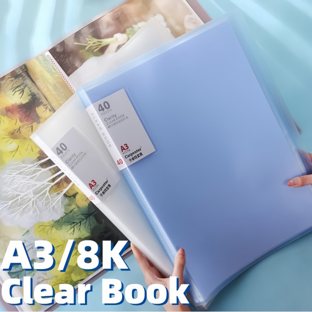 A3 Clear Folder Clear Book Display Book 30/60Page Posters Storage ...
