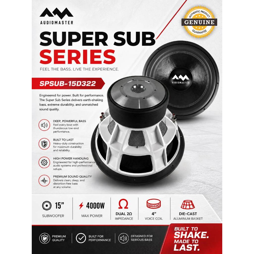 Audiomaster SPSUB-15D322 SUPER SUB SERIES Subwoofer 15 inches Speaker ...