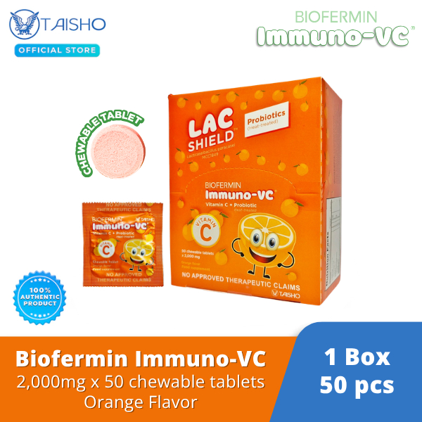 Biofermin Immuno-VC Orange Chewable Tablets Box of 50's | Shopee ...