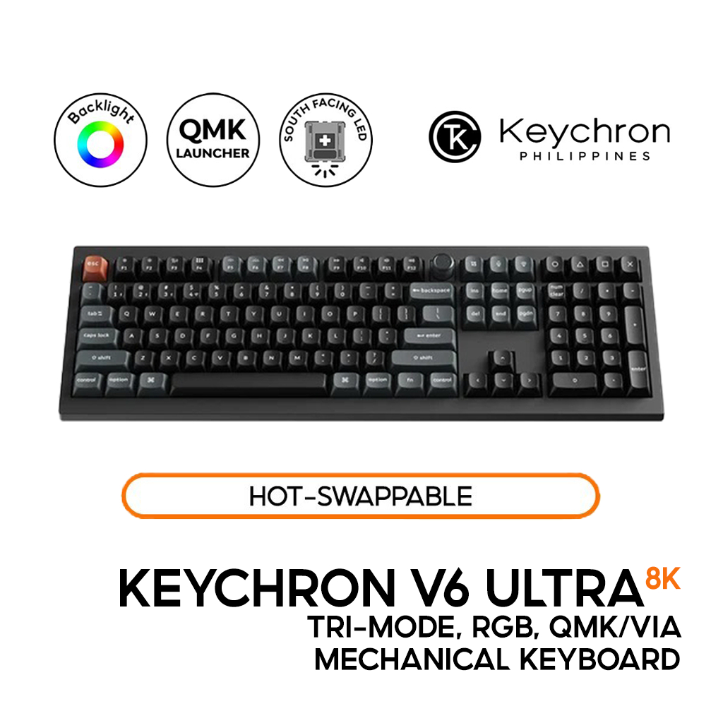 Keychron V6 Ultra 8K Wireless Custom Keyboard, Full, Tri-mode, RGB, QMK ...