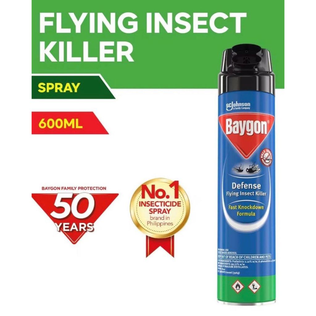 Baygon Defense Flying Insect Killer Spray 600ml Fast Action Mosquito ...
