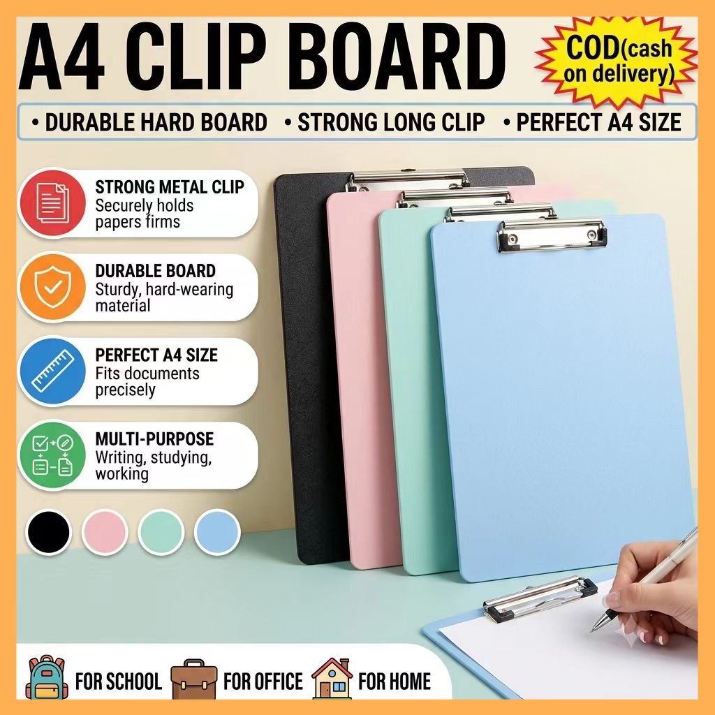 A4 Clip Board Writing Pad Hard Board Long Clip Pad File Paper Folder ...