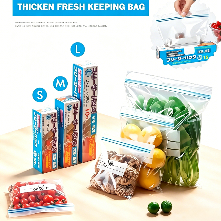 Fresh Keeping Bags with Zipper Reusable Food Storage Container Kitchen ...