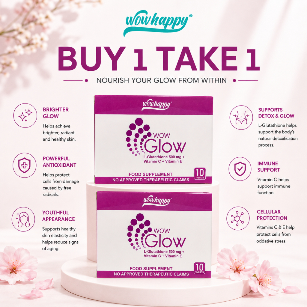 B1T1 Wowhappy WOW GLOW GLUTATHIONE Tablets with Vitamin C & E, Biotin, ALA, Grapeseed, L-Lysine FDA✓