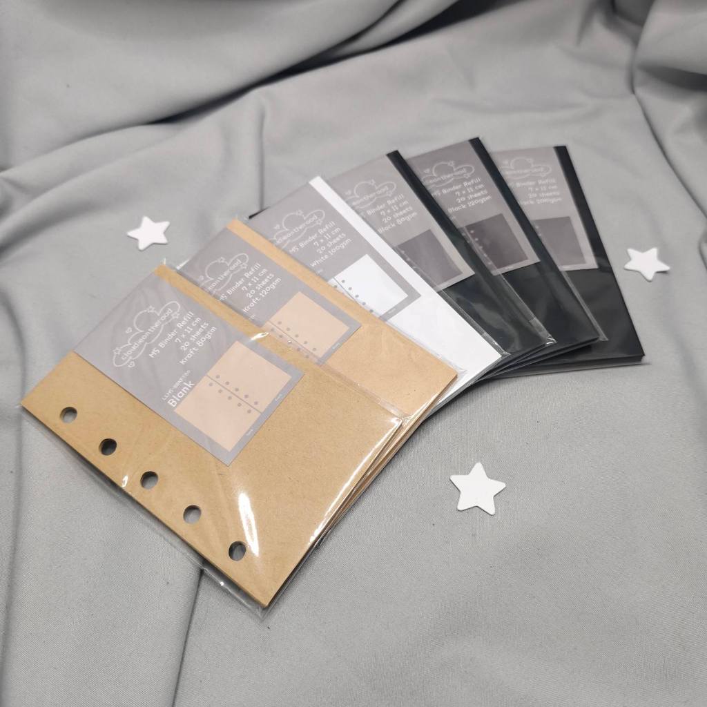 M5 Loose Leaf Blank White 100gsm / Black 80gsm, 120gsm, 200gsm / Kraft ...