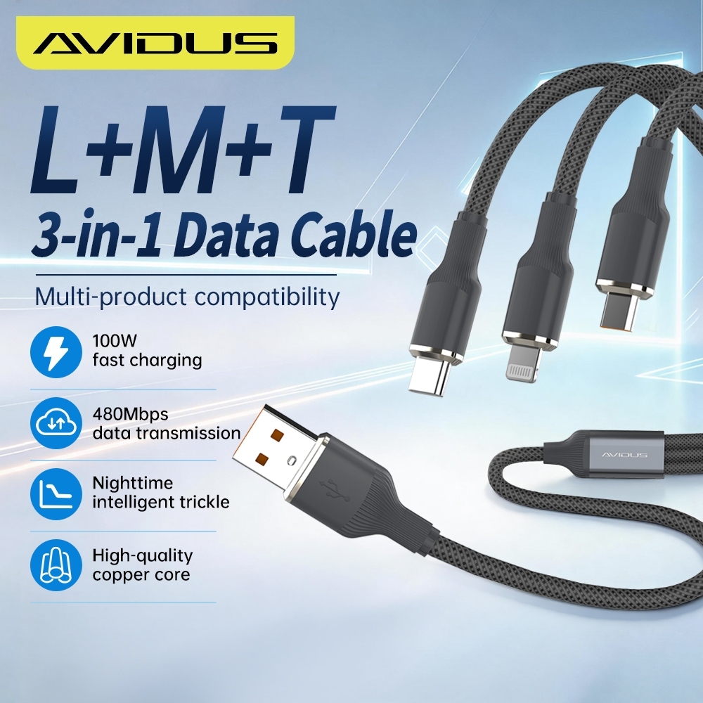 AVIDUS 3‑in‑1 Multi Charger Cable 100W Fast Charging universal ...