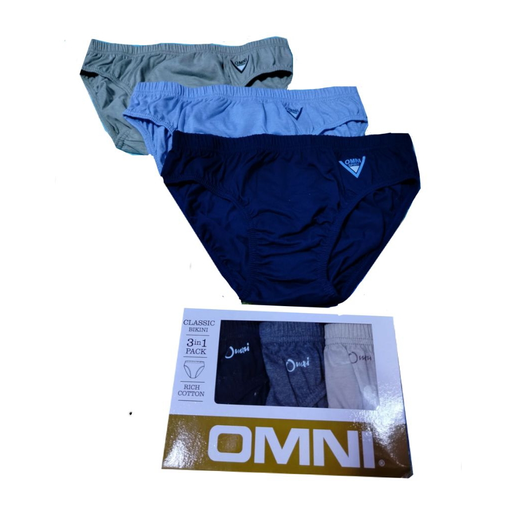 3 Pack Omni Men's Cotton Bikini Underwear Brief for Adult | Shopee ...