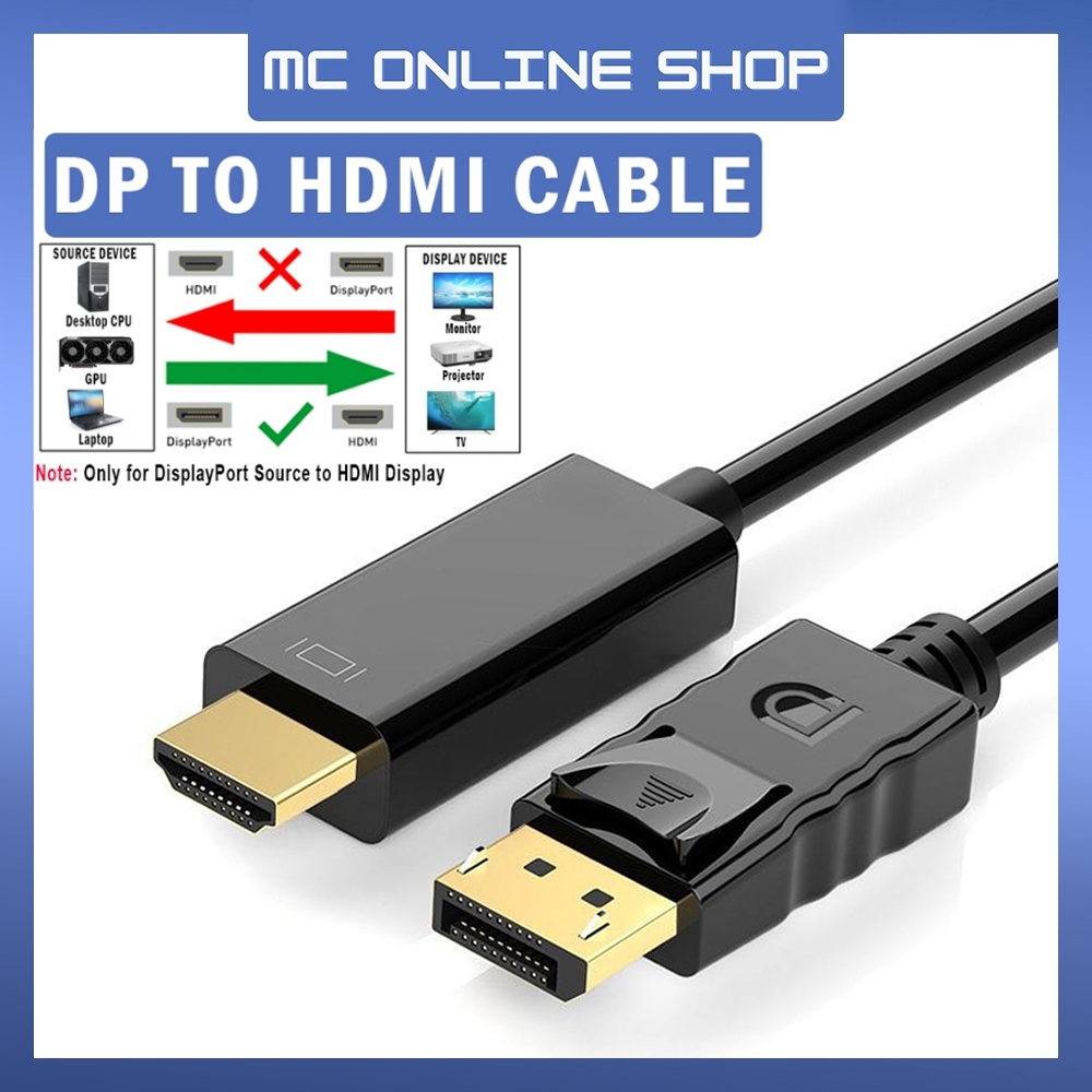 Display Port DP To HDMI Converter Cable Wire Adapter Cord DisplayPort 1 ...