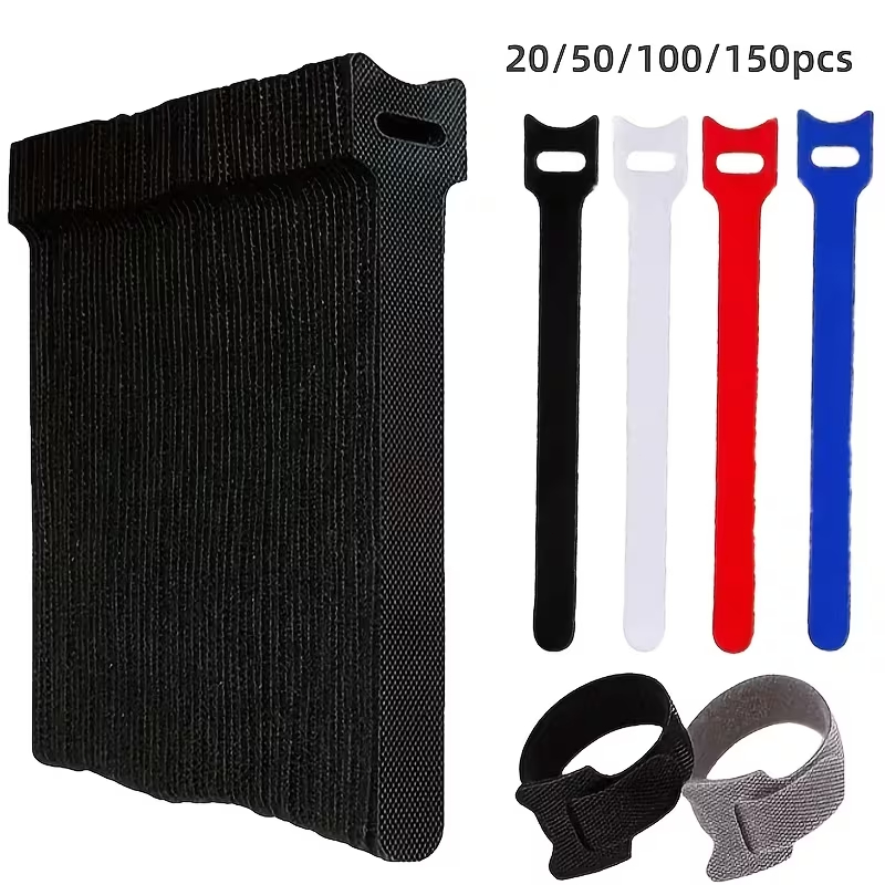 NBTORCH 200 PCS Reusable Cable Ties with Hook and Loop, Multi-purpose Adjustable 8 Inch Cable Management Wire Ties Cable Straps for Organizing Home, Office and Data Centers (Black