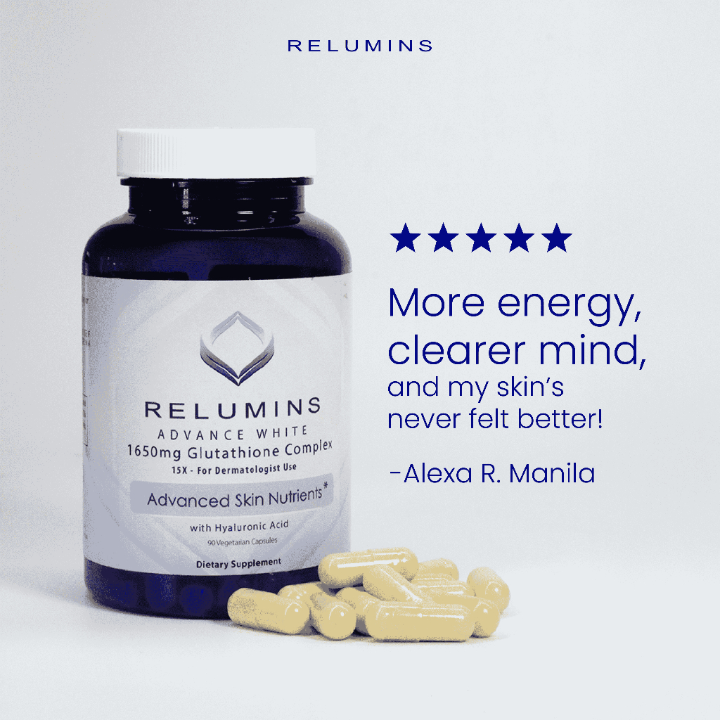 Relumins Advance White 1650mg 15X Glutathione Complex with Hyaluronic Acid Skin Whitening Supplement