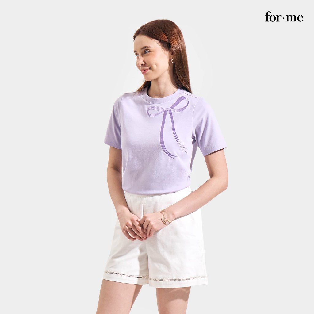 ForMe Embroidered Extended Sleeve Tee T-Shirt For Women | Shopee ...